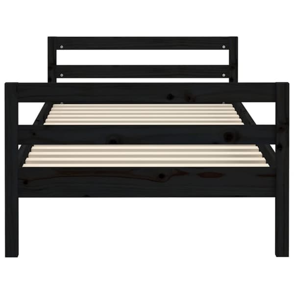 Sängynrunko musta 75x190 cm täysi mänty