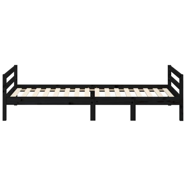 Sängynrunko musta 75x190 cm täysi mänty