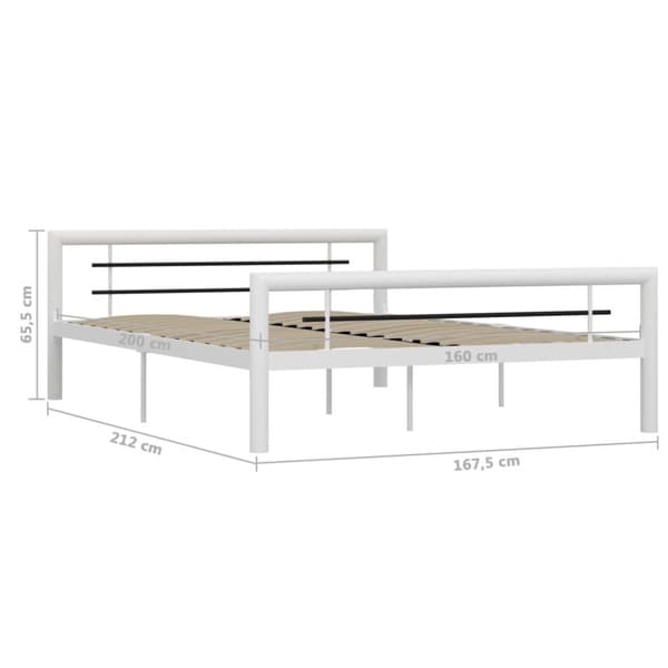 sengestel 160x200 cm metal hvid og sort