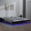 Miniatyrbild 1 av 10: Sängram LED svart 200x200 cm massivt trä