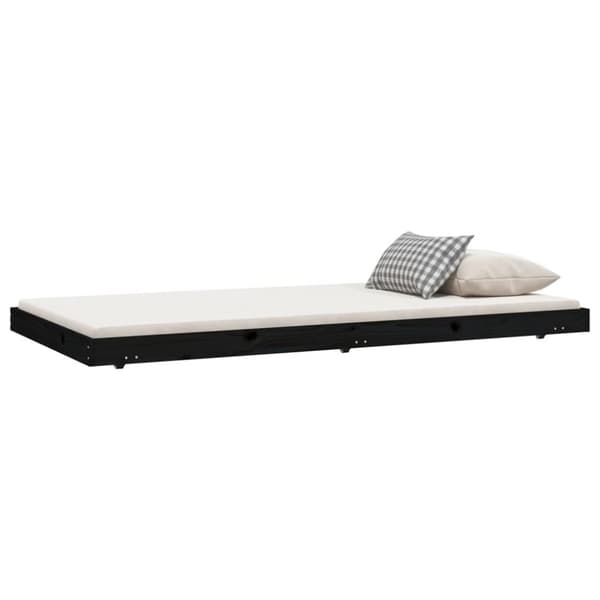 sengeramme 100x200 cm massivt fyrretræ sort
