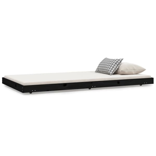 sengeramme 100x200 cm massivt fyrretræ sort