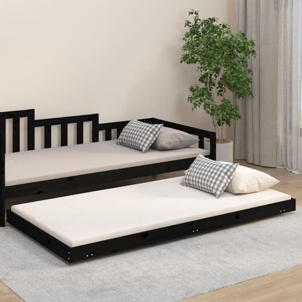 sengeramme 100x200 cm massivt fyrretræ sort