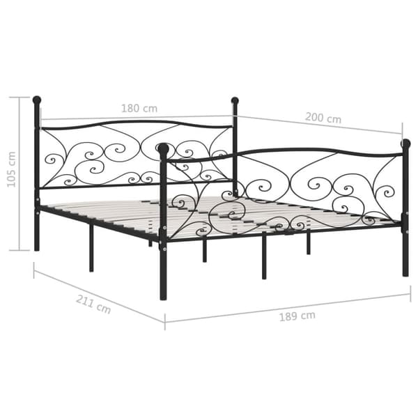 sengestel med lamelbund 180 x 200 cm metal sort