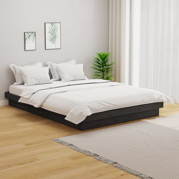 sengeramme 135x190 cm Double massivt fyrretræ grå