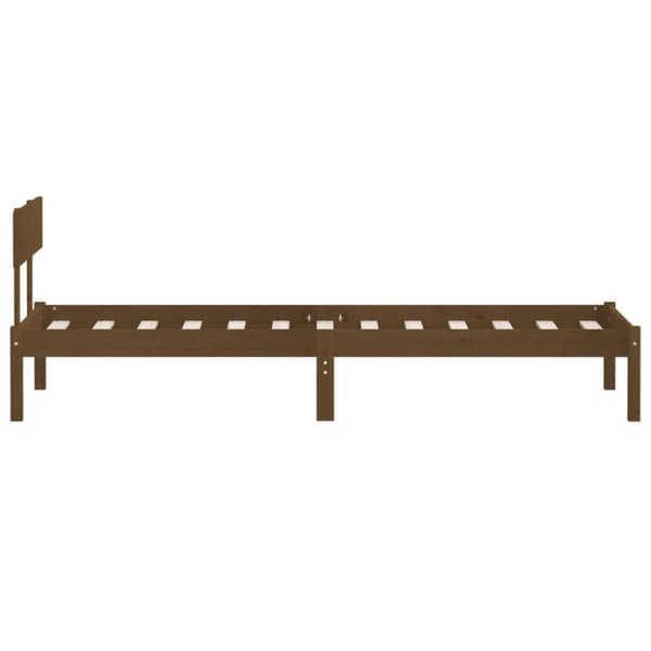 Sängynrunko hunajanruskea täysi mänty 90x190 cm Single