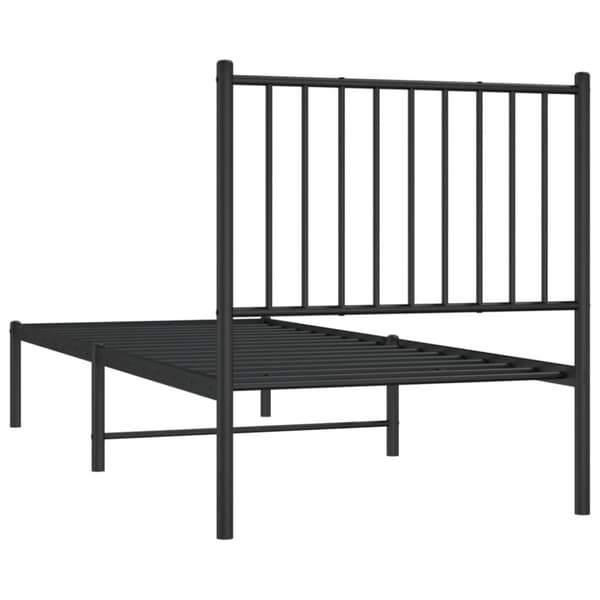 Metallinen sängynrunko päädyllä musta 80x200 cm
