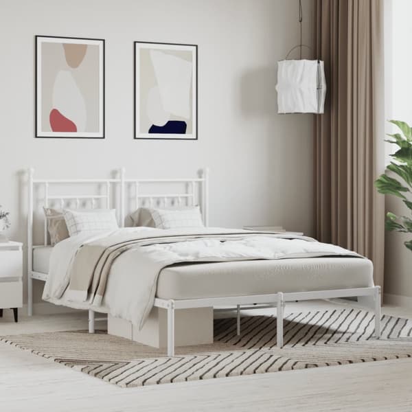 sengeramme med sengegavl 140x200 cm metal hvid