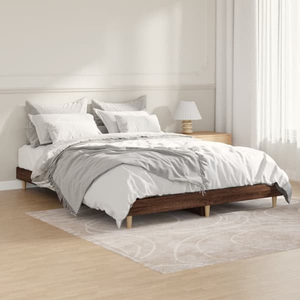 sengeramme 140x190 cm uden madras konstrueret træ brunt eg
