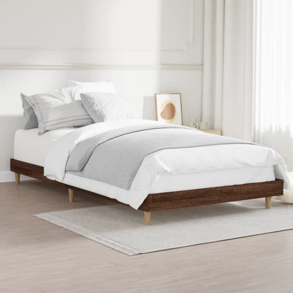 sengeramme 100x200 cm uden madras konstrueret træ brunt eg