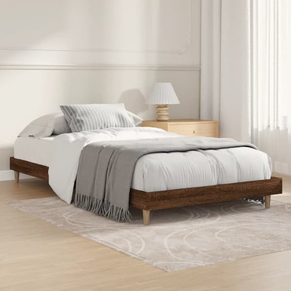 sengeramme 100x200 cm uden madras konstrueret træ brunt eg