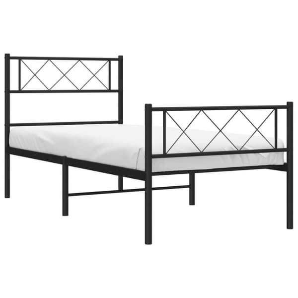 sengeramme med sengegavl og fodgærde 90x190 cm metal sort