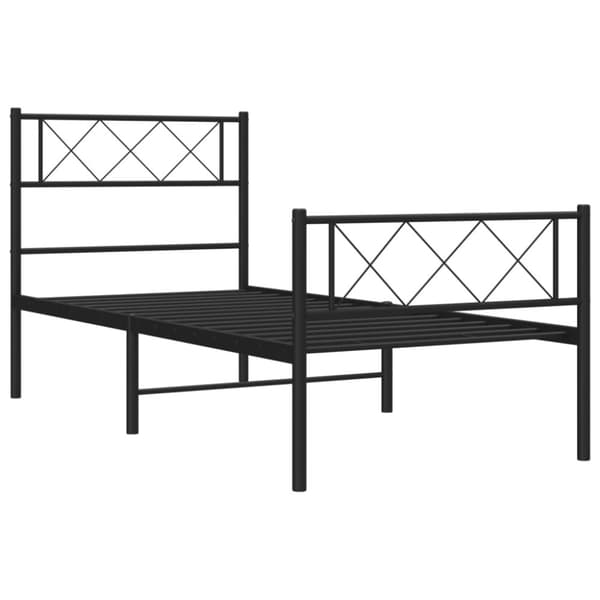 sengeramme med sengegavl og fodgærde 90x190 cm metal sort
