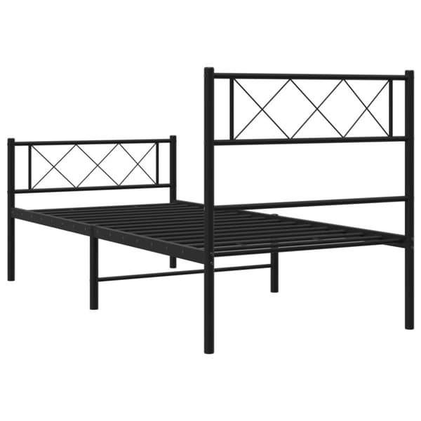 sengeramme med sengegavl og fodgærde 90x190 cm metal sort