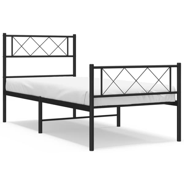sengeramme med sengegavl og fodgærde 90x190 cm metal sort