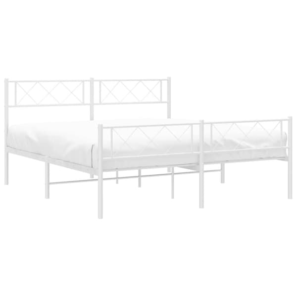 sengeramme med sengegavl og fodgærde 120x200 cm metal hvid