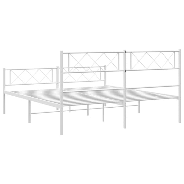 sengeramme med sengegavl og fodgærde 120x200 cm metal hvid