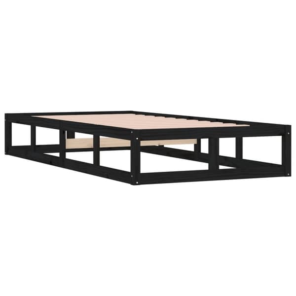 Sängynrunko musta 75x190 cm Small Single täysi puu