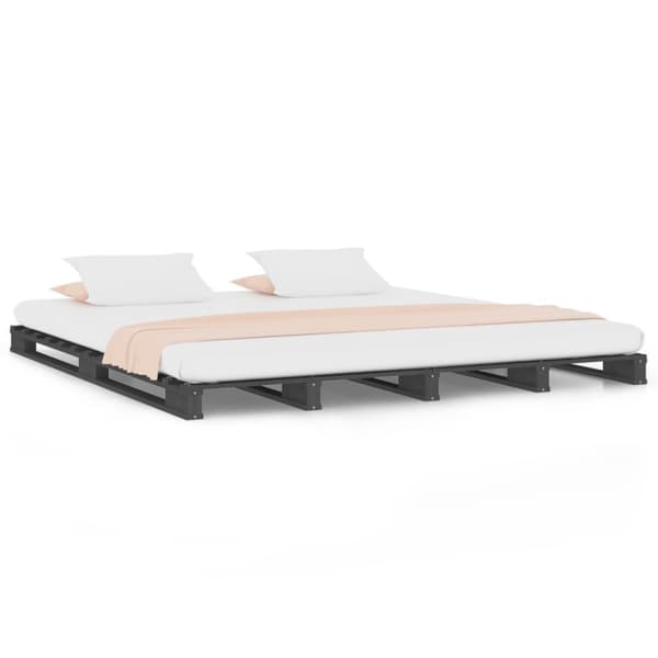 palleseng 150x200 cm kingsize massivt fyrretræ grå