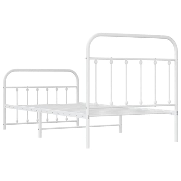 sengeramme med sengegavl og fodgærde 100x190 cm metal hvid