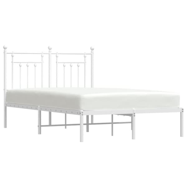 sengeramme med sengegavl 135x190 cm metal hvid