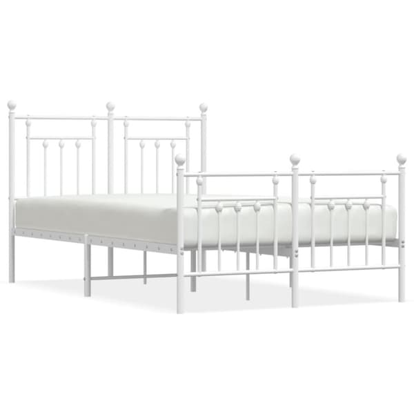 sengeramme med sengegavl og fodgærde 135x190 cm metal hvid