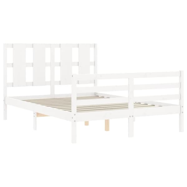 sengeramme med sengegavl 140x200 cm massivt træ hvid