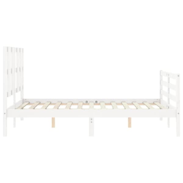 sengeramme med sengegavl 140x200 cm massivt træ hvid