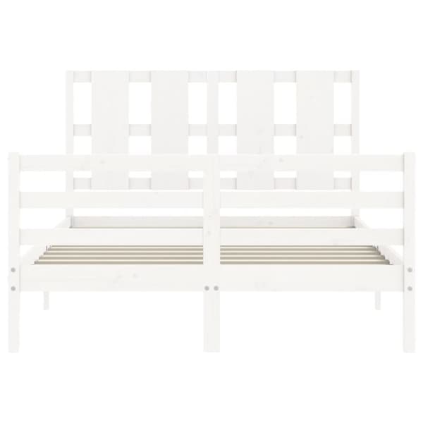 sengeramme med sengegavl 140x200 cm massivt træ hvid