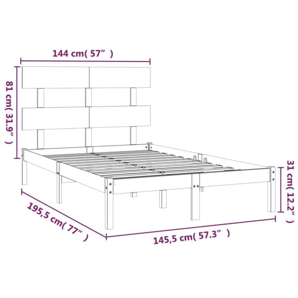 sengeramme 140x190 cm massivt træ sort