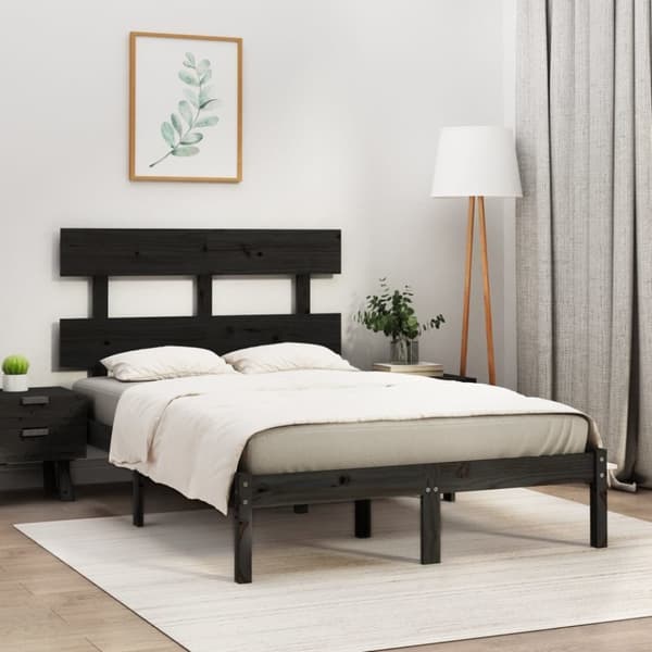 sengeramme 140x190 cm massivt træ sort