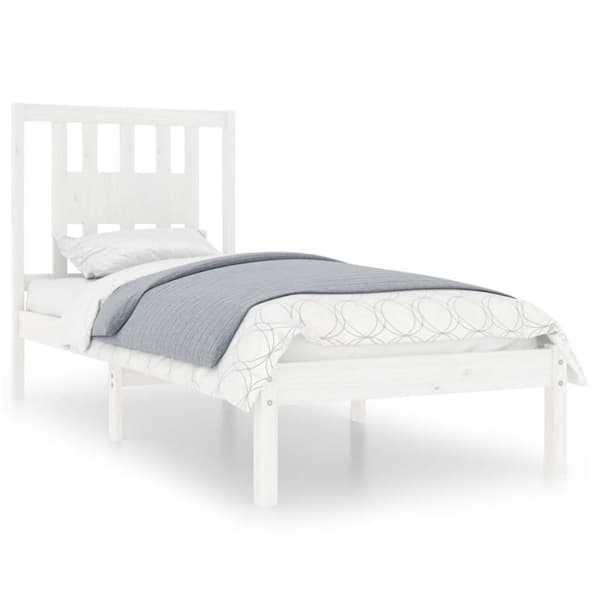 sengeramme 90x200 cm massivt fyrretræ hvid
