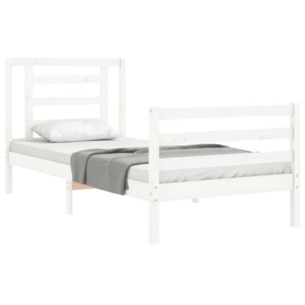 sengeramme med sengegavl 90x200 cm massivt træ hvid