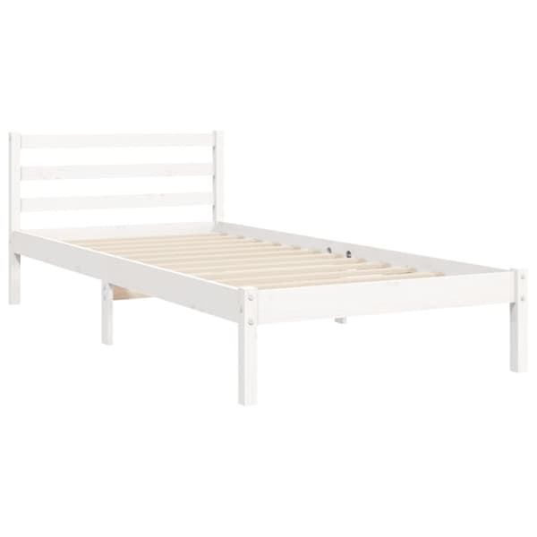 sengeramme med sengegavl 90x200 cm massivt træ hvid