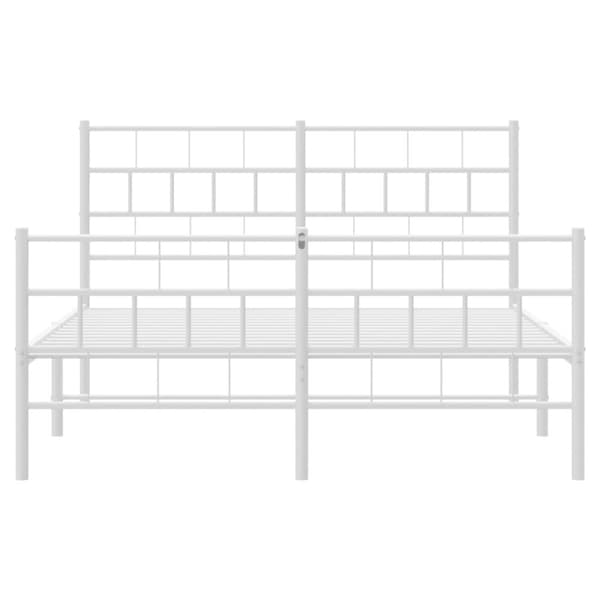 sengeramme med sengegavl og fodgærde 140x200 cm metal hvid