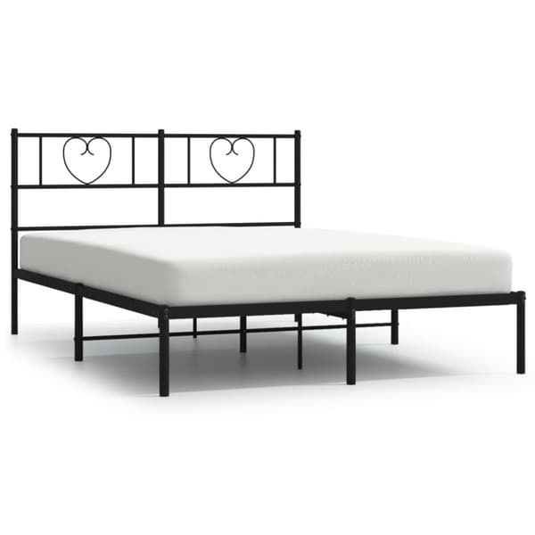 Sängram med huvudgavel metall svart 140x190 cm