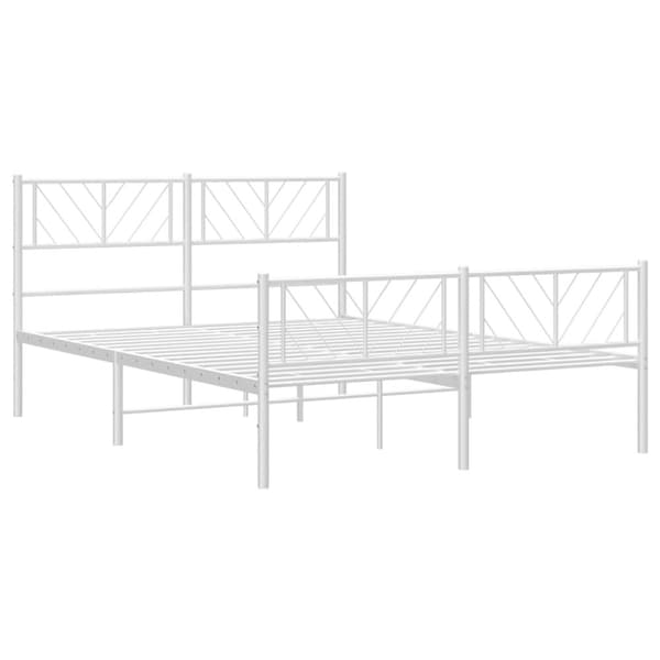 sengeramme med sengegavl og fodgærde 140x200 cm metal hvid