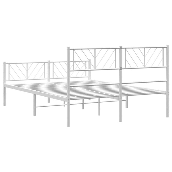 sengeramme med sengegavl og fodgærde 140x200 cm metal hvid