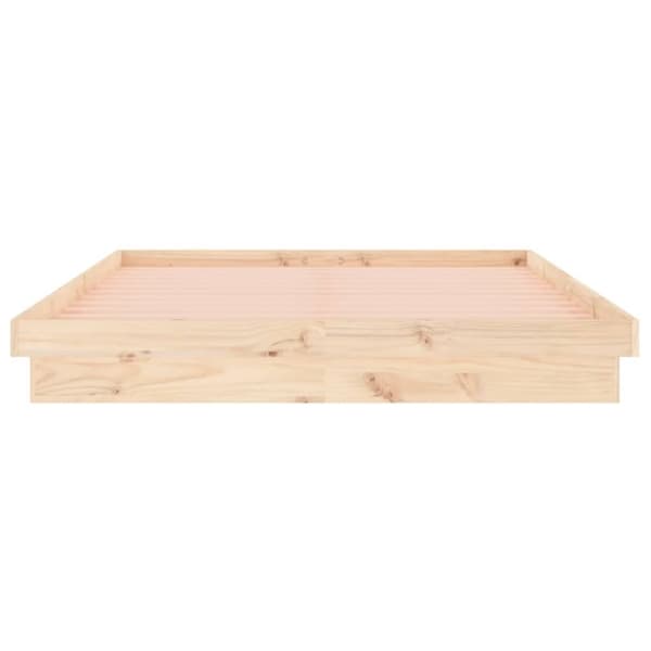 Sängynrunko LED-valoilla 150x200 cm King Size täysi puu