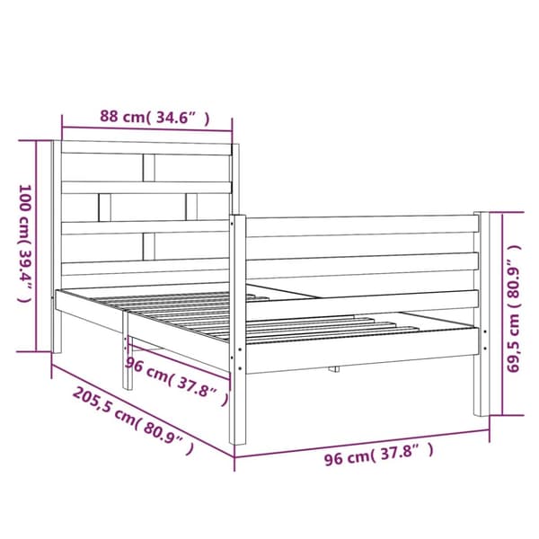 sengeramme 90x200 cm massivt træ