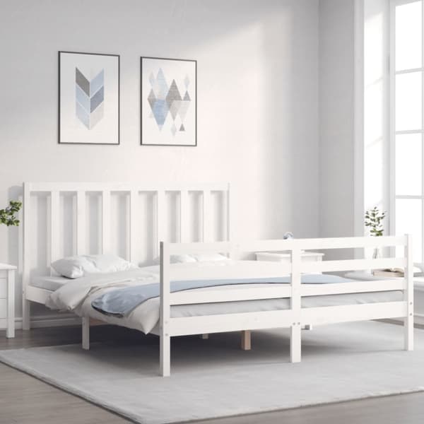 sengeramme med sengegavl 160x200 cm massivt træ hvid