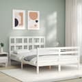 Miniatyrbillede 3 af 10: sengeramme med sengegavl 120x200 cm massivt træ hvid