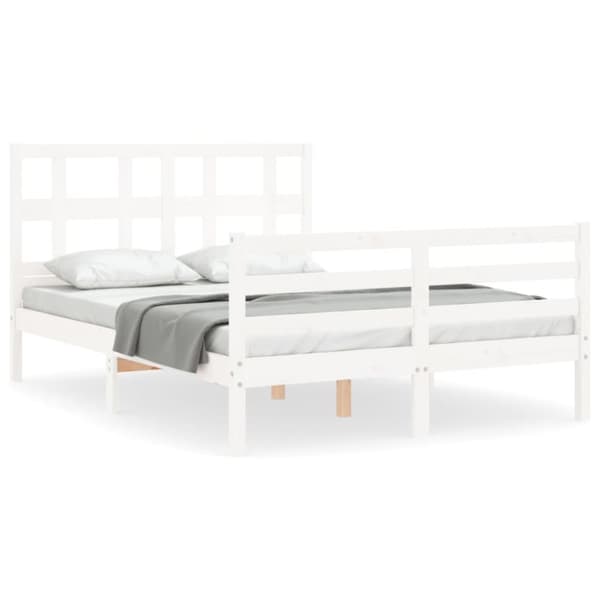 sengeramme med sengegavl 120x200 cm massivt træ hvid