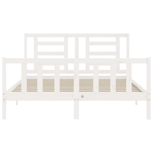 sengeramme med sengegavl 160x200 cm massivt træ hvid