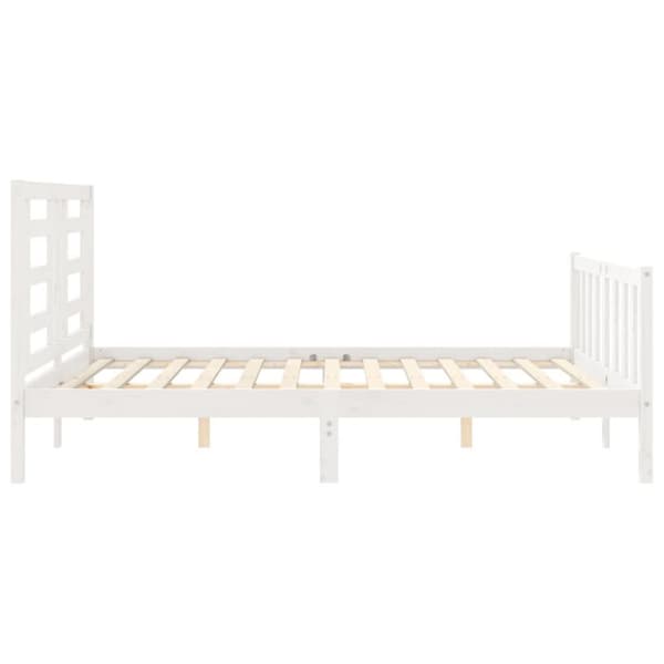 sengeramme med sengegavl 160x200 cm massivt træ hvid