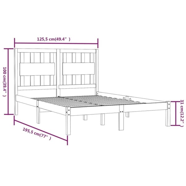 sengeramme 120x190 cm massivt fyrretræ