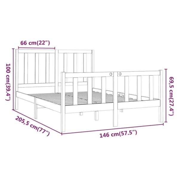 Sängram vit massiv furu 140x190 cm