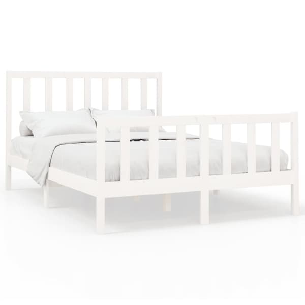 Sängram vit massiv furu 140x190 cm