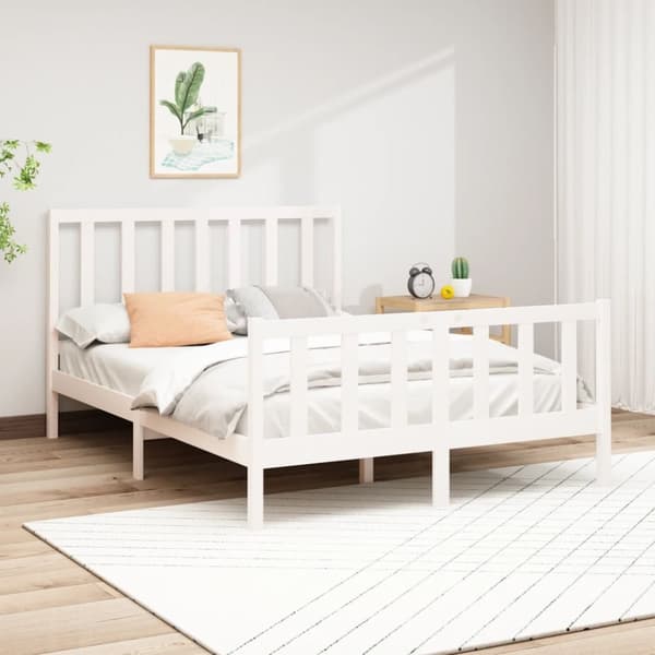 Sängram vit massiv furu 140x190 cm