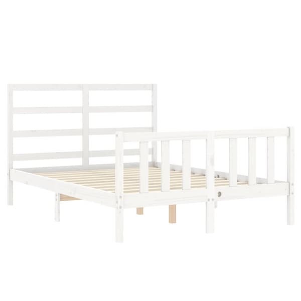 sengeramme med sengegavl 140x190 cm massivt træ hvid